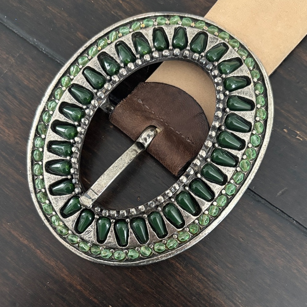 Streets Ahead Green Stone Belt with Silver Buckle
